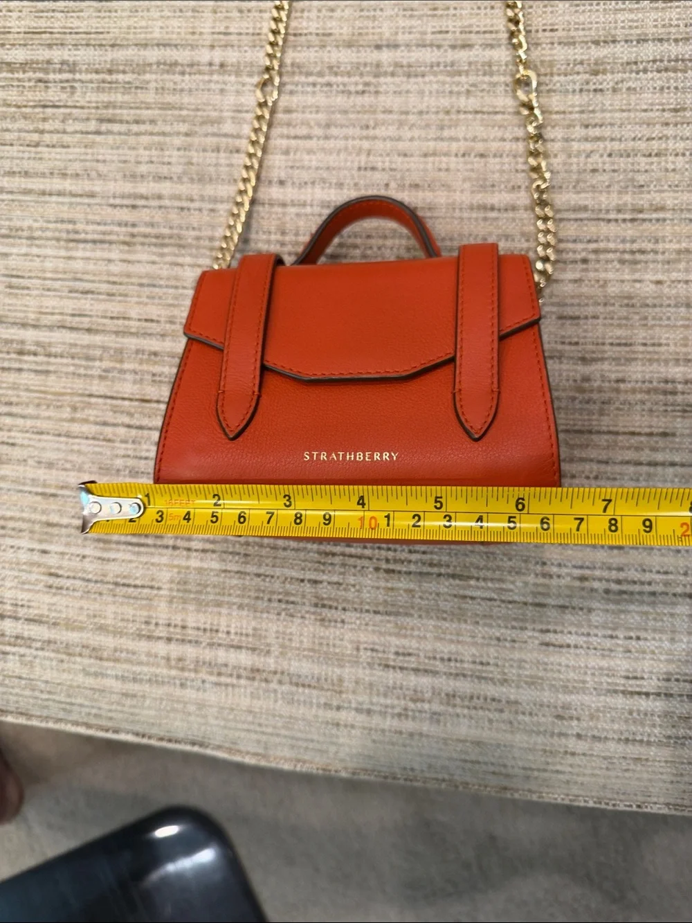 Strathberry Mini Crossbody in Burnt Orange with Gold Chain - Picture 14 of 16